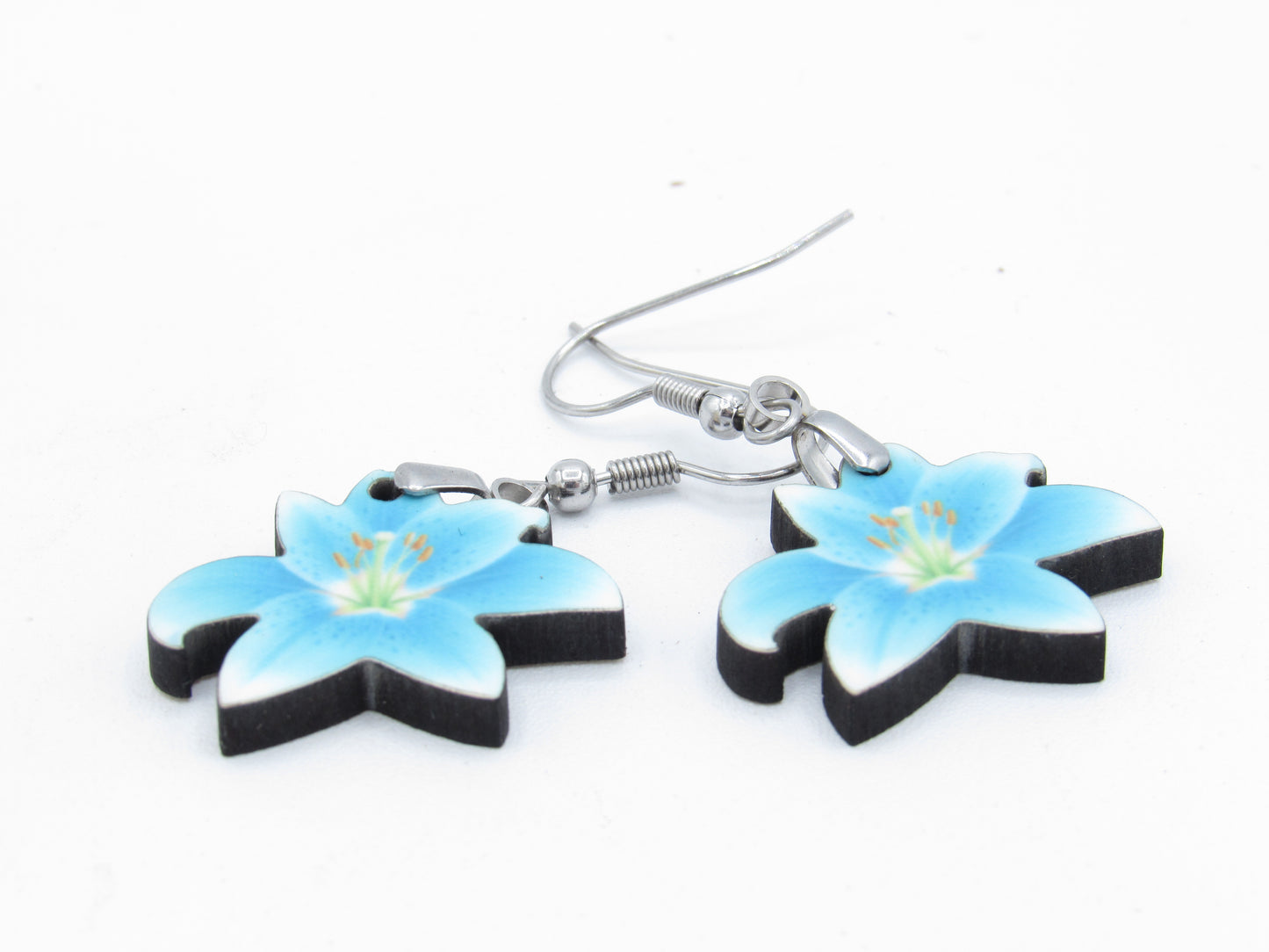 Lily Shaped Sublimation Earrings, Floral MDF Dangle Earrings
