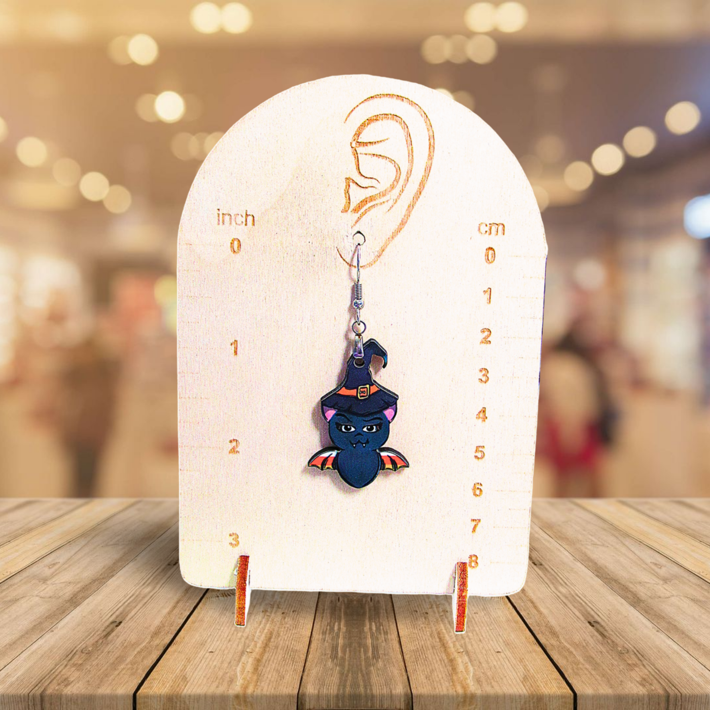 Bat with Witch Hat Shaped Sublimated Earrings