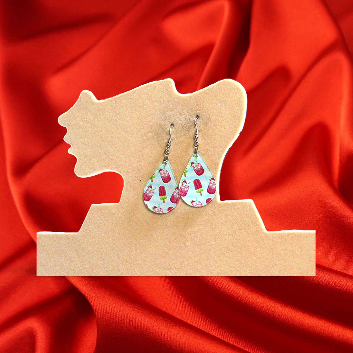 Acrylic Teardrop Shaped Sublimated Earrings
