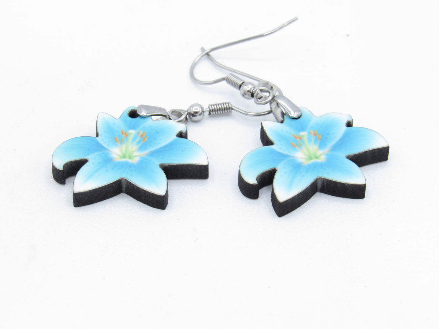 Lily Shaped Sublimation Earrings, Floral MDF Dangle Earrings