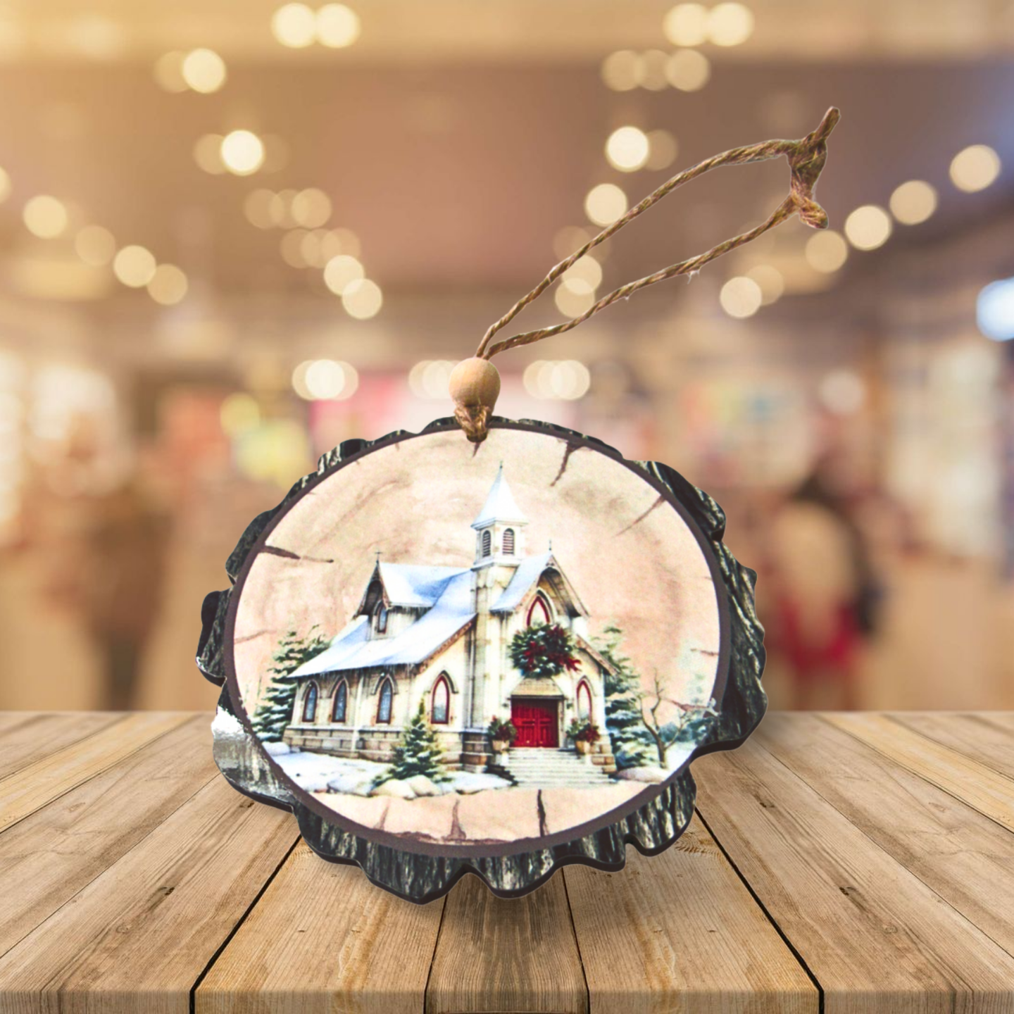 Wooden Slice Slublimated Ornament