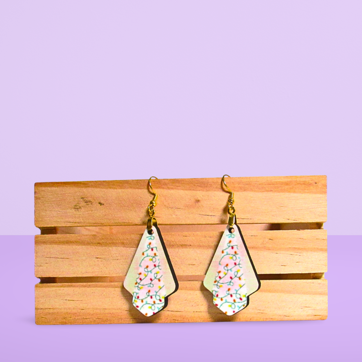 Christmas Themed Fan Shaped Sublimated Earrings
