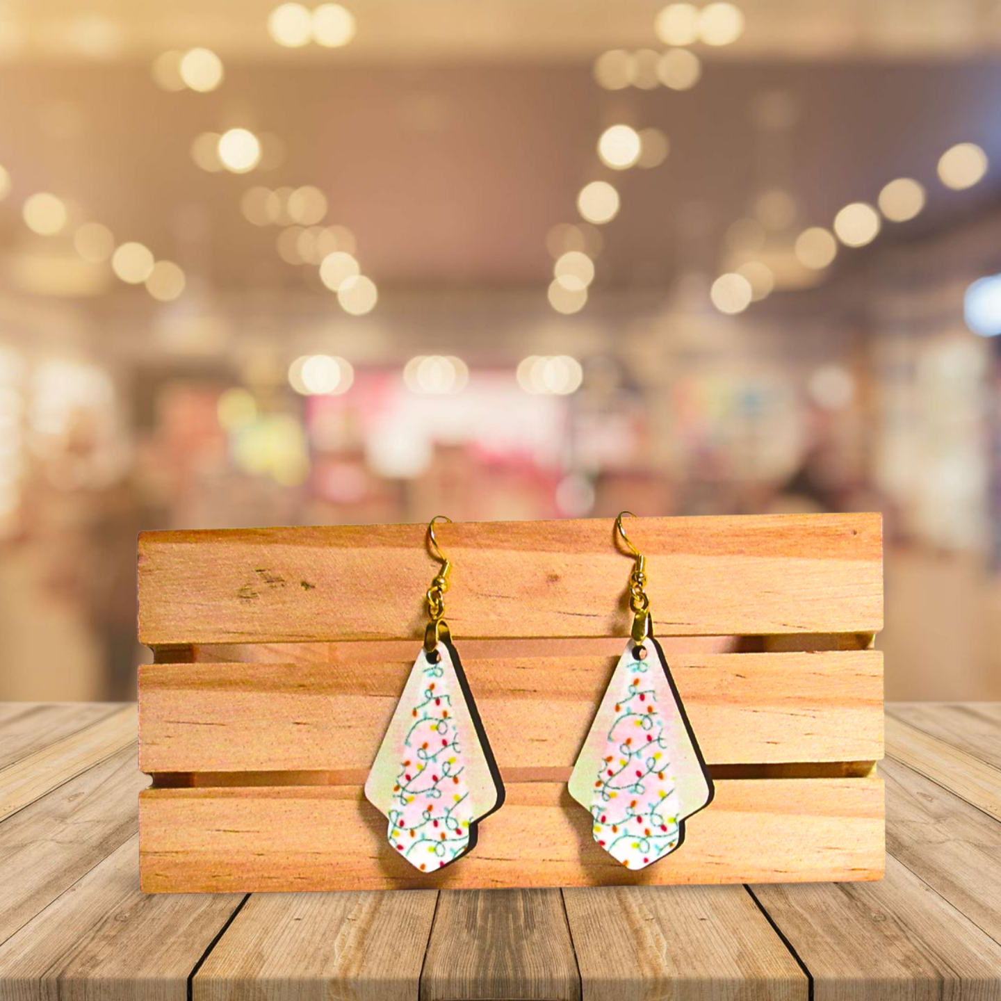 Christmas Themed Fan Shaped Sublimated Earrings