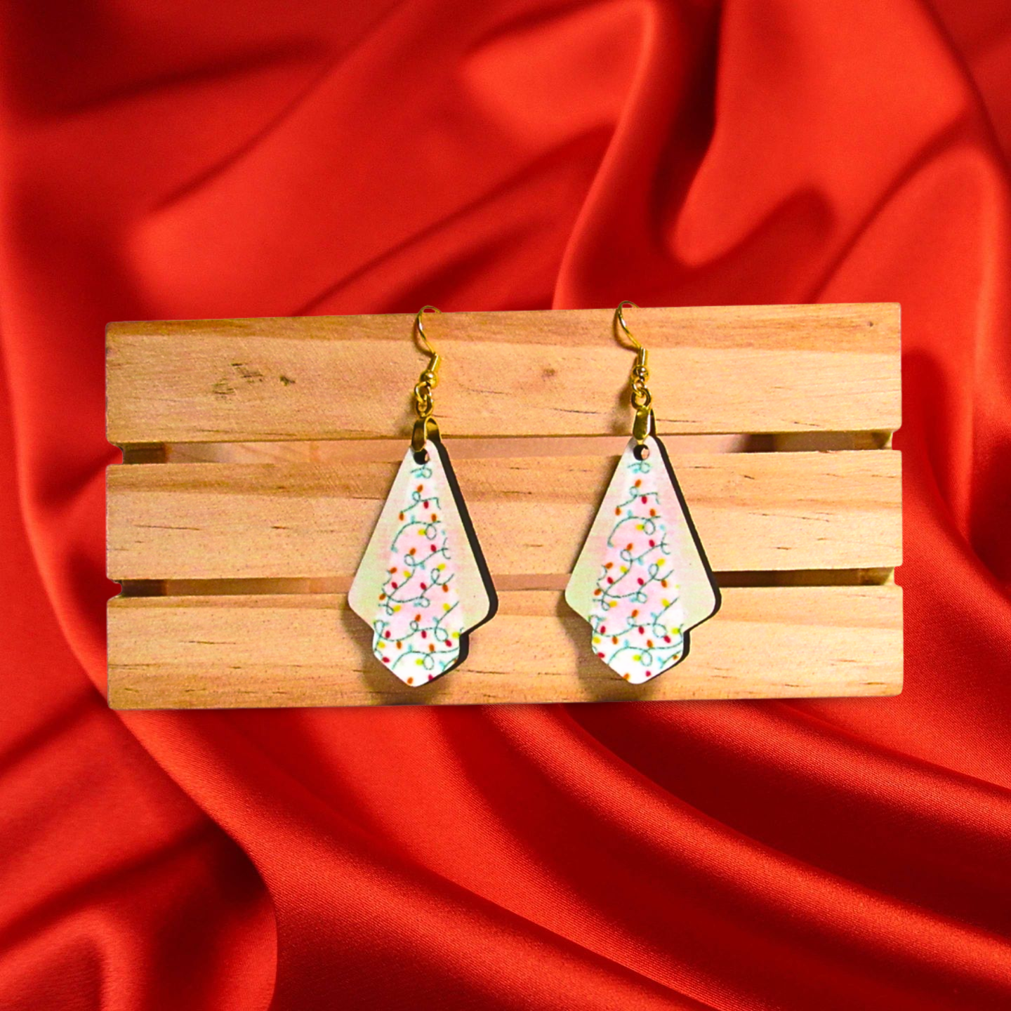 Christmas Themed Fan Shaped Sublimated Earrings