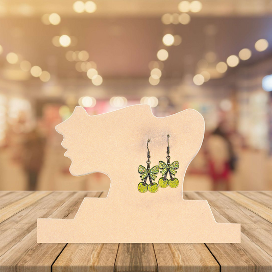 Glitter Acrylic Cherries with Bow Shaped Sublimated Earrings 1 inch