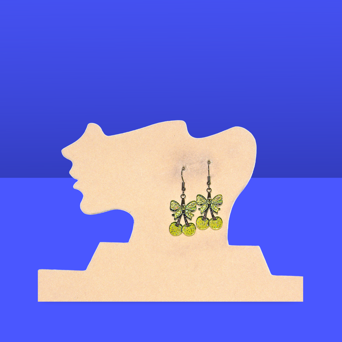 Glitter Acrylic Cherries with Bow Shaped Sublimated Earrings 1 inch