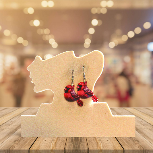 Acrylic Cardinal Shaped Sublimated Earrings