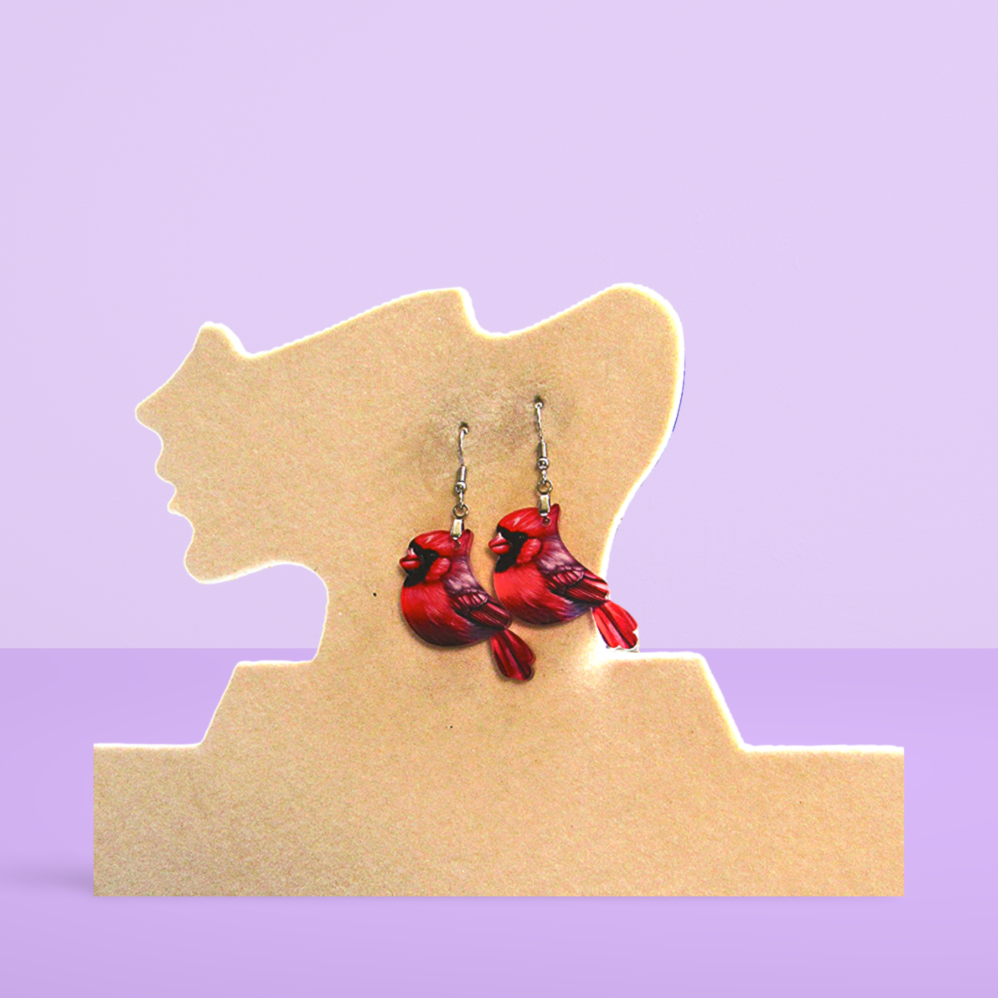 Acrylic Cardinal Shaped Sublimated Earrings