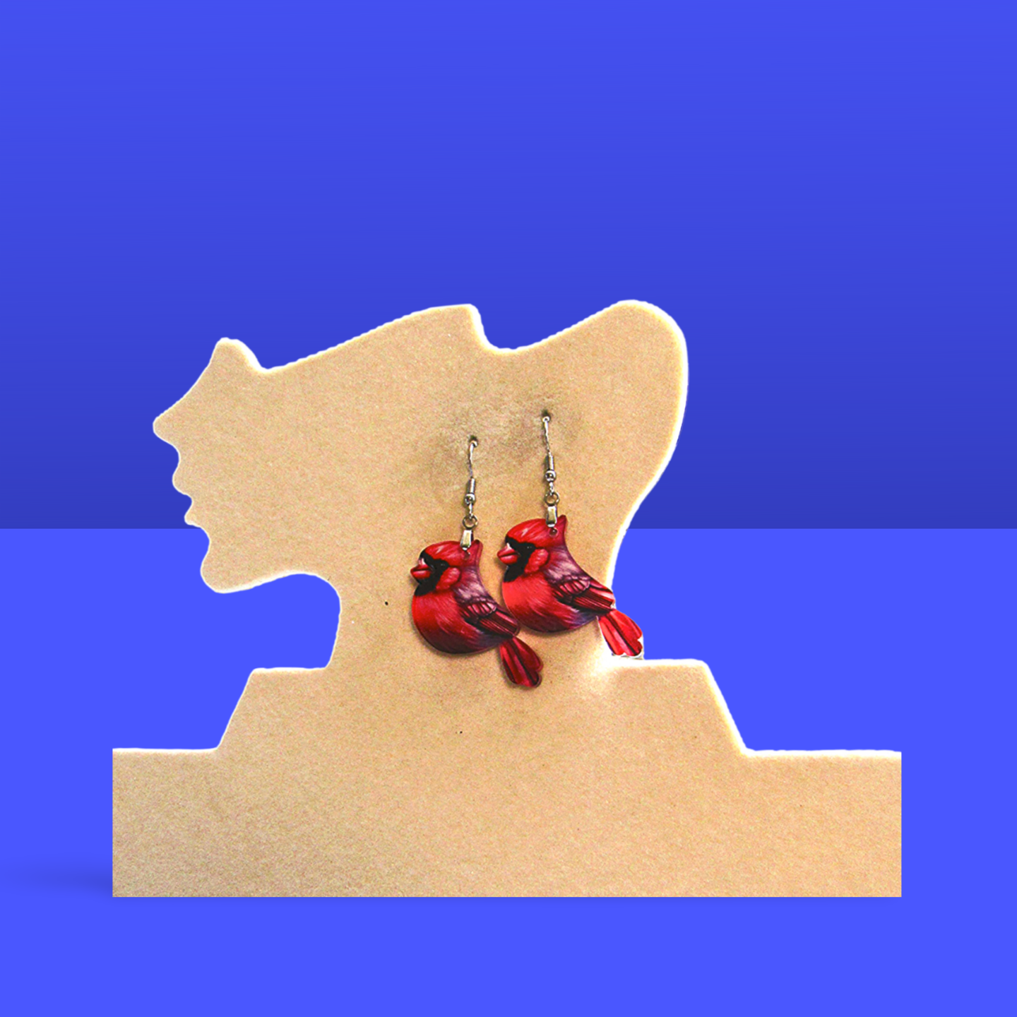 Acrylic Cardinal Shaped Sublimated Earrings