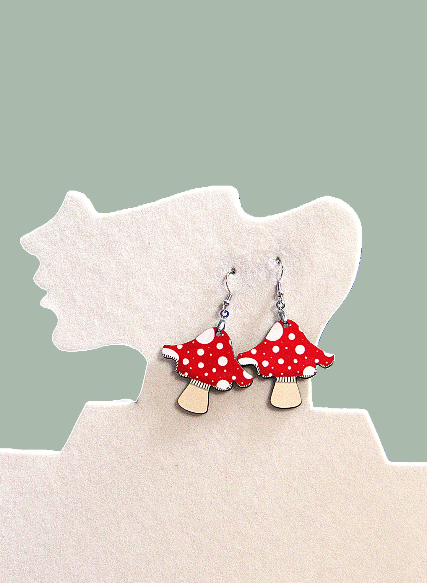 Distressed Mushroom Shaped Sublimated Earring 1.5 inch