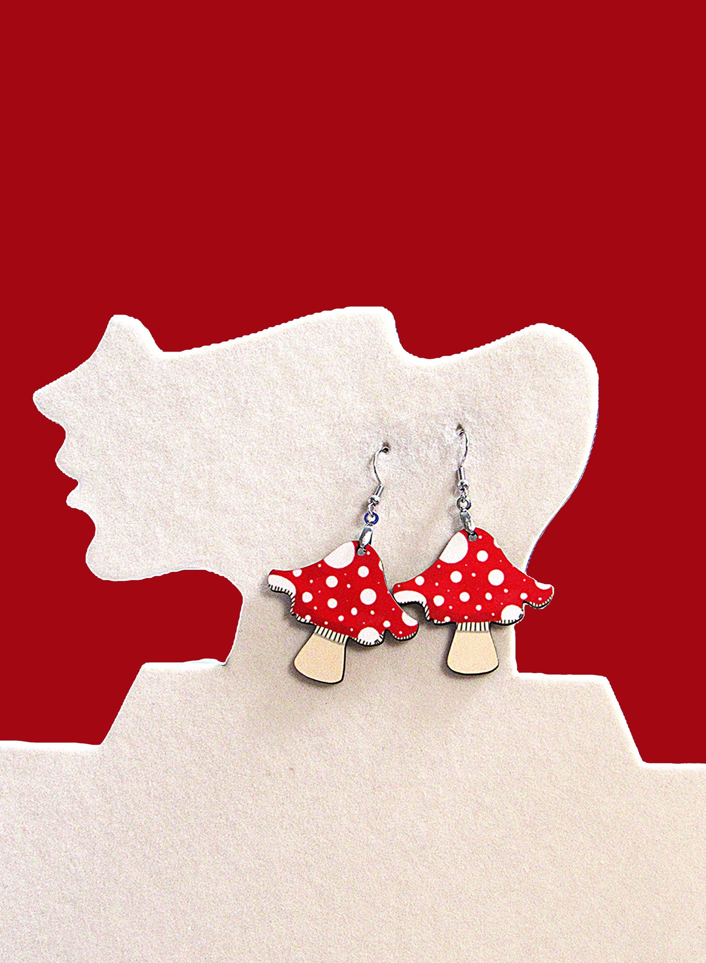 Distressed Mushroom Shaped Sublimated Earring 1.5 inch