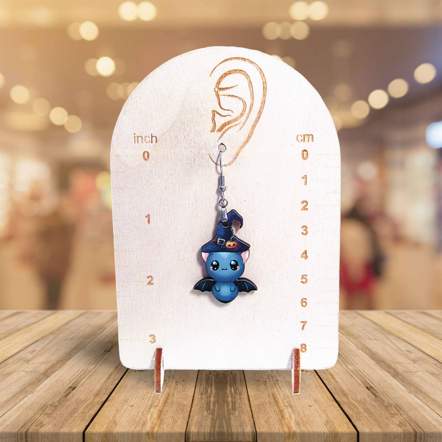 Bat with Witch Hat Shaped Sublimated Earrings 1.5 inch