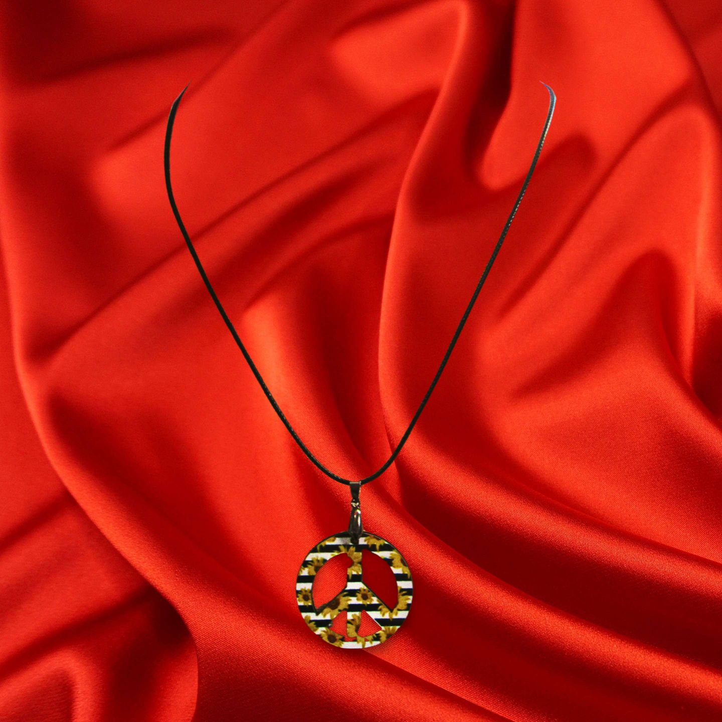 Peace Sign Shaped Sublimated Necklace