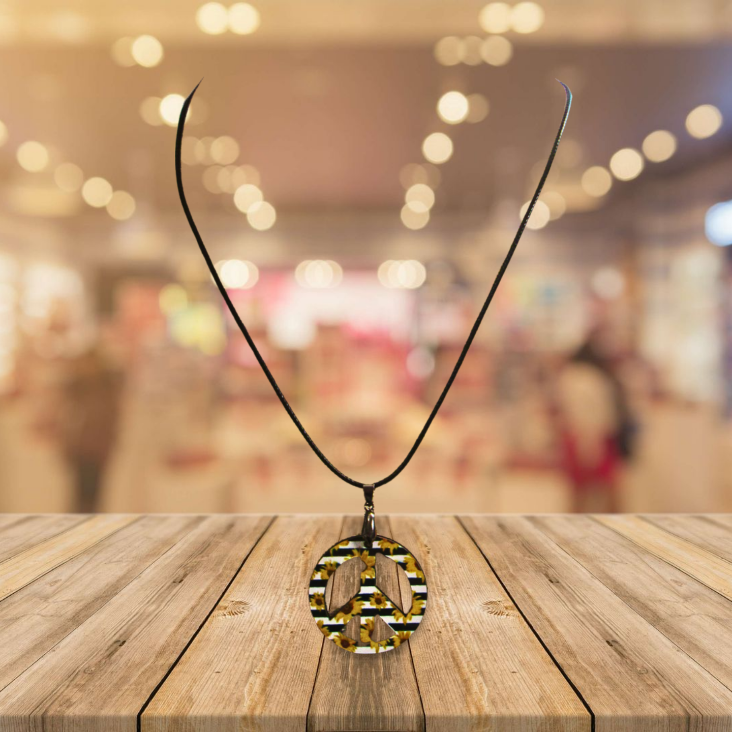 Peace Sign Shaped Sublimated Necklace