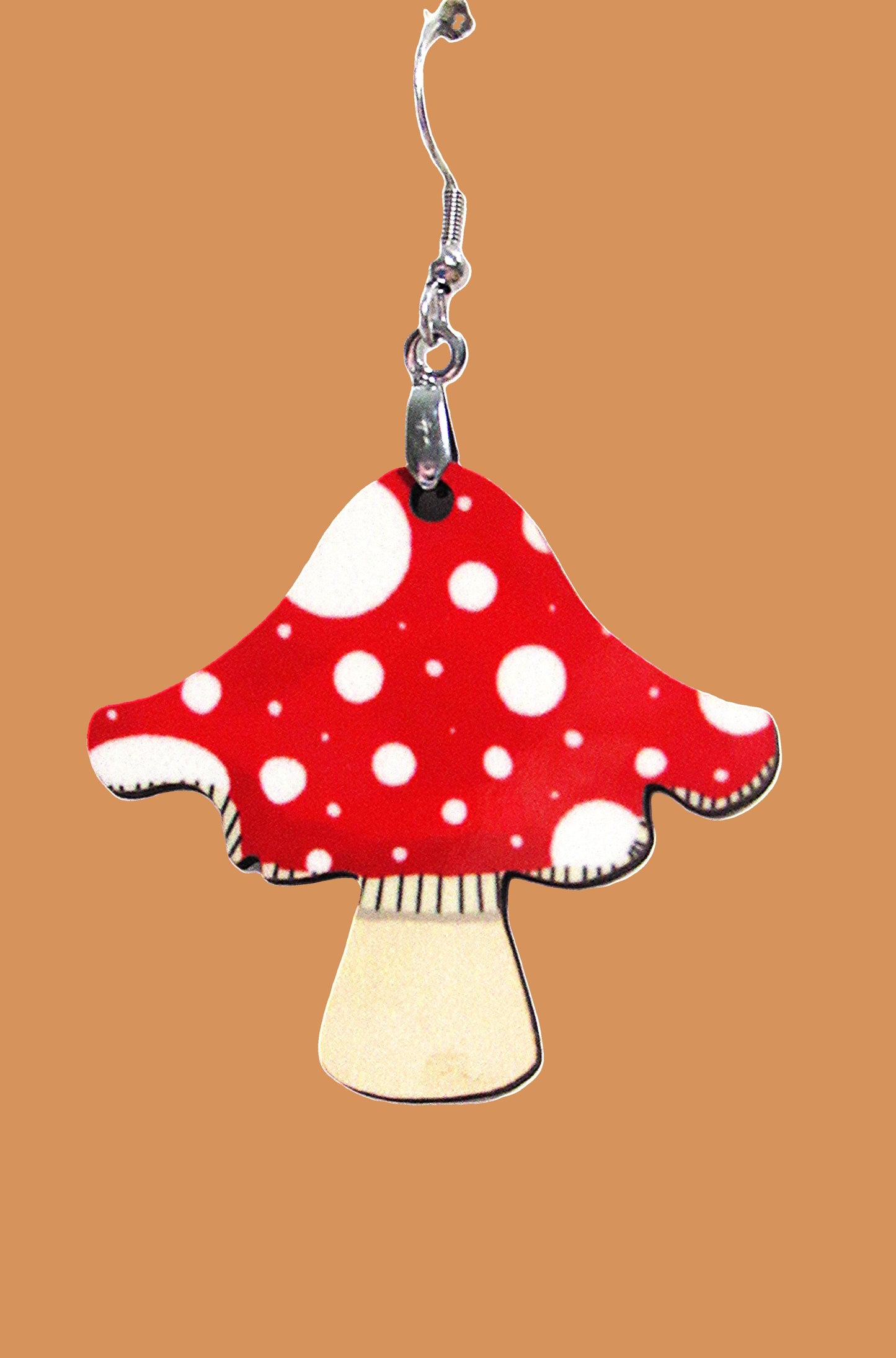Distressed Mushroom Shaped Sublimated Earring 1.5 inch
