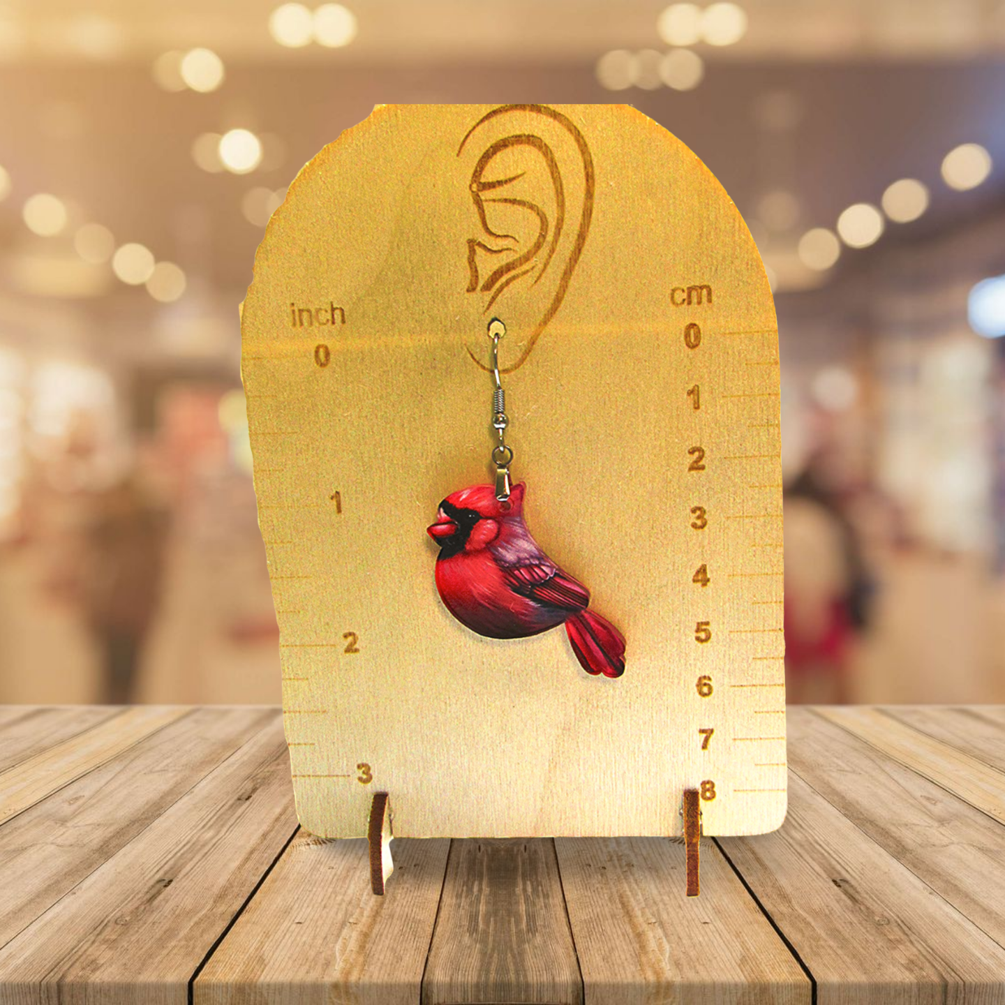 Acrylic Cardinal Shaped Sublimated Earrings
