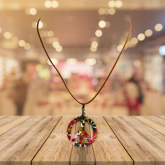 Peace Sign Shaped Sublimated Necklace