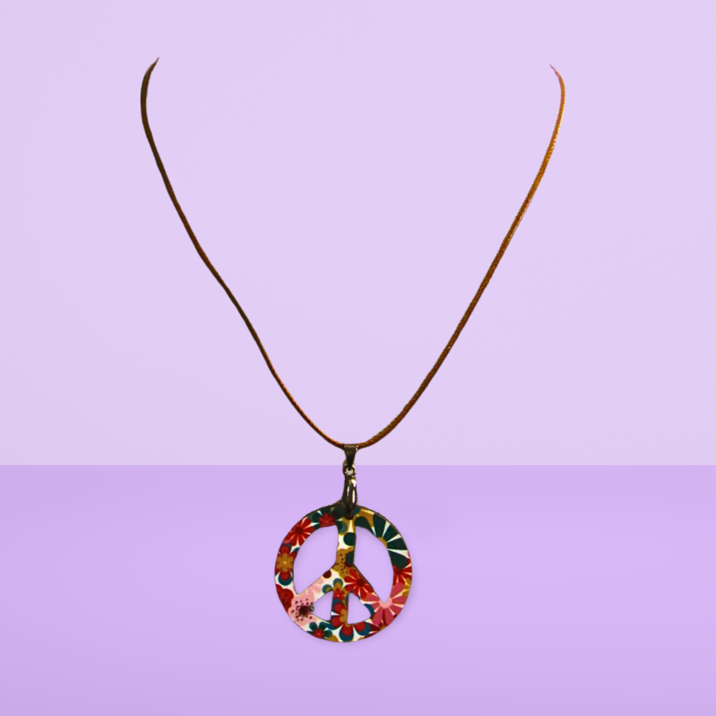 Peace Sign Shaped Sublimated Necklace
