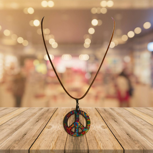 Peace Sign Shaped Sublimated Necklace