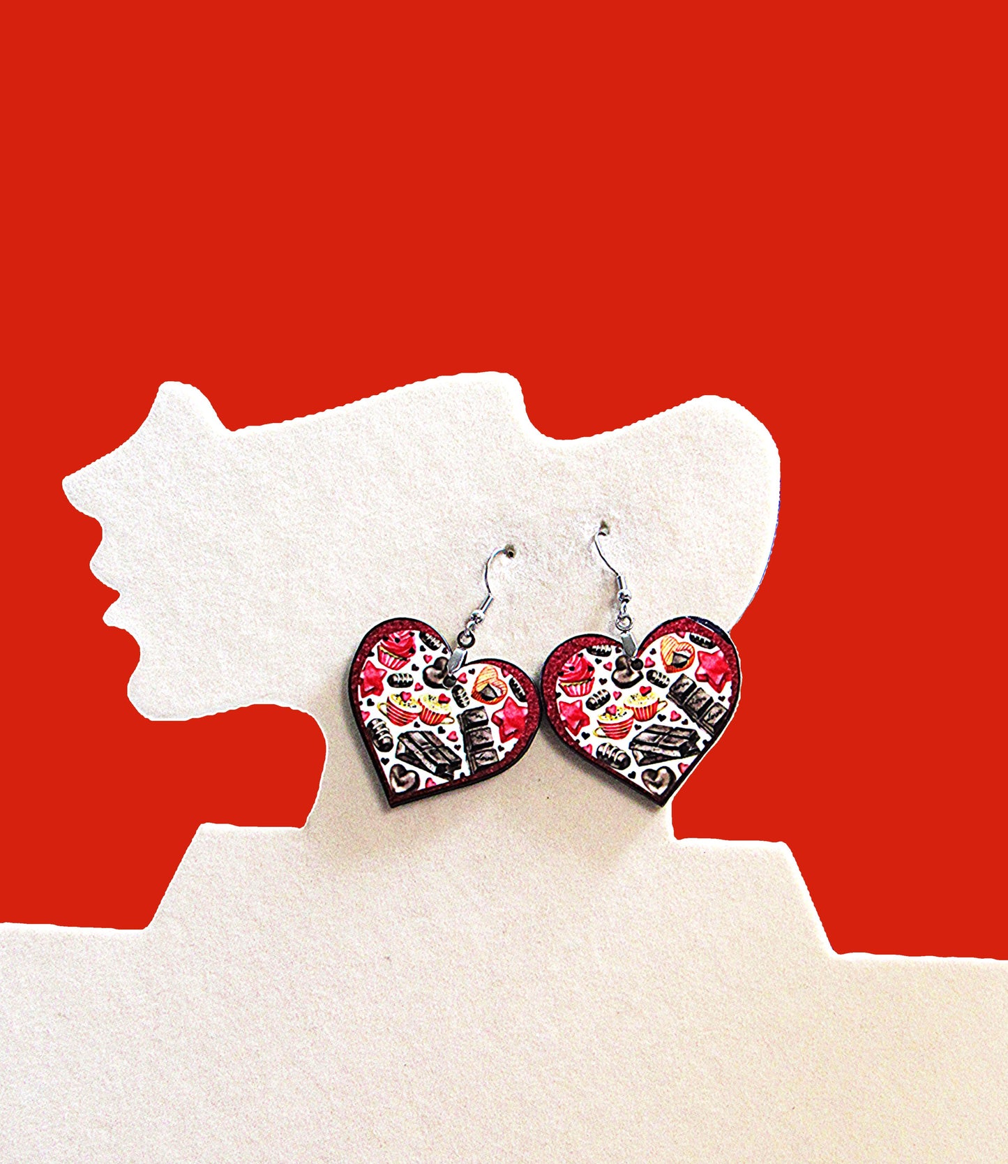 Heart Shaped Sublimated Earrings