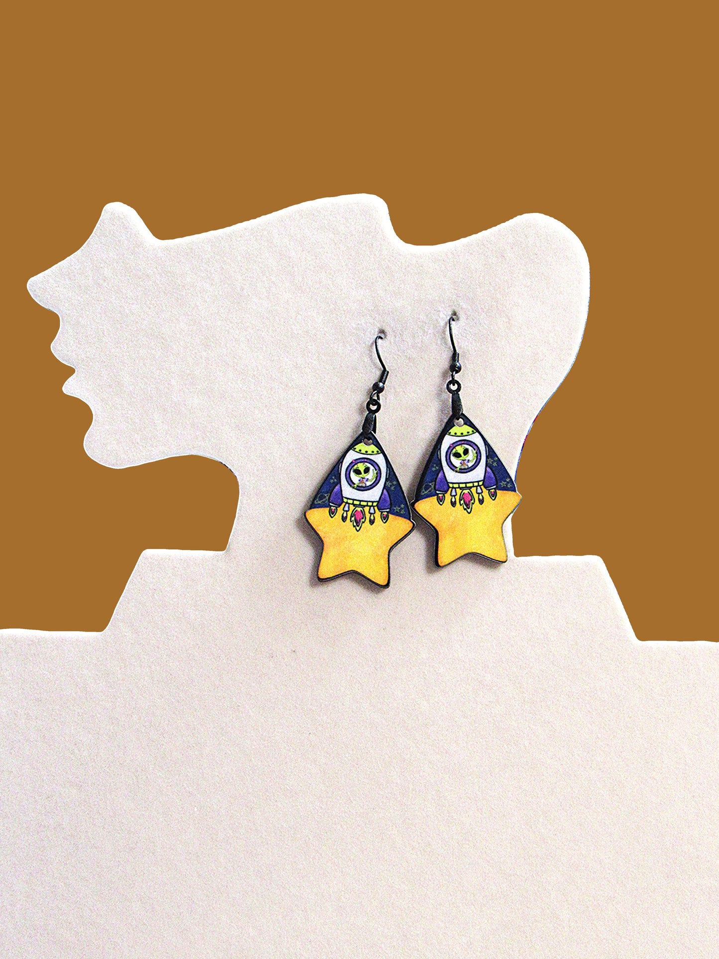 Teardrop Star Shaped Sublimated Earrings