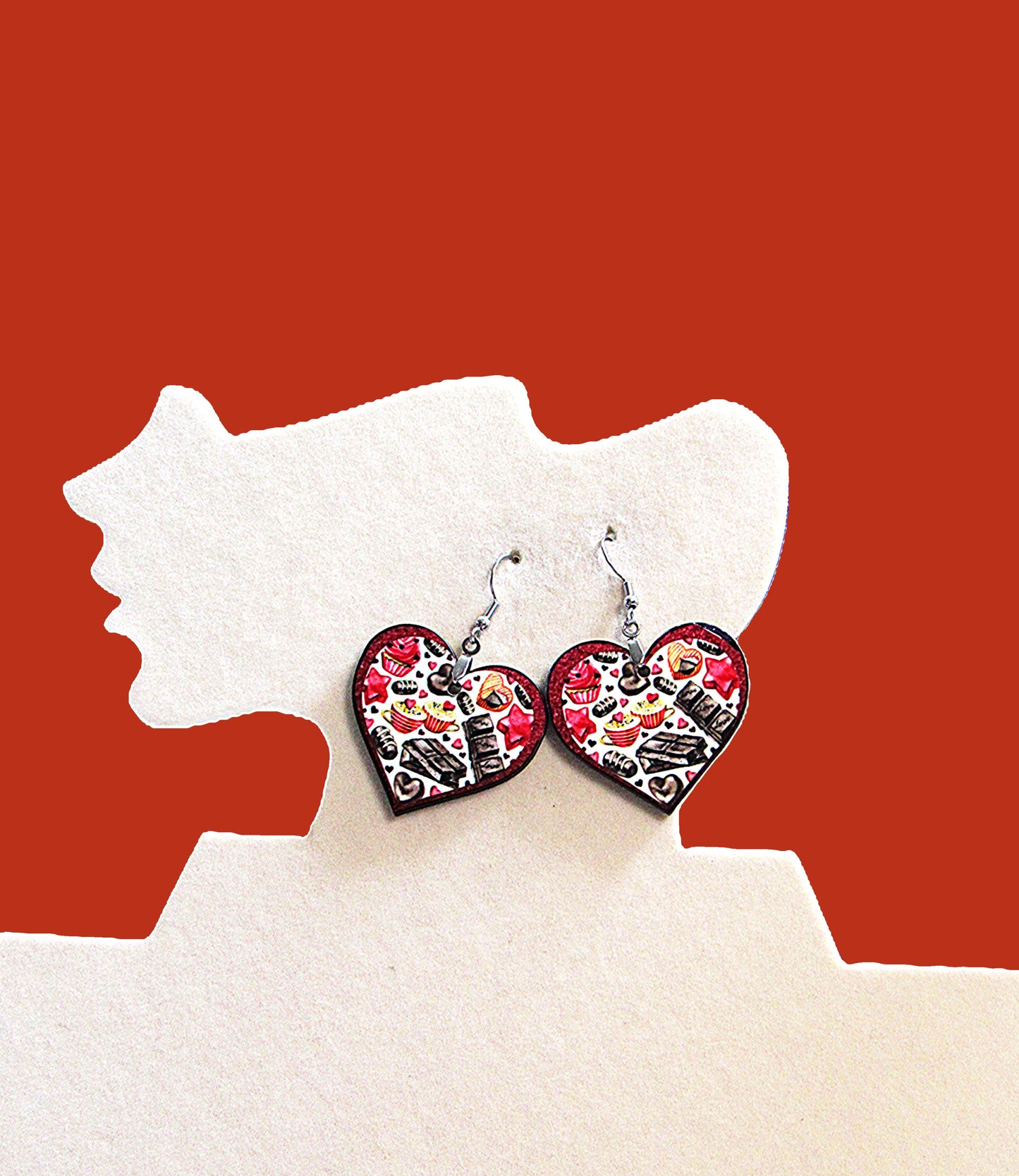 Heart Shaped Sublimated Earrings