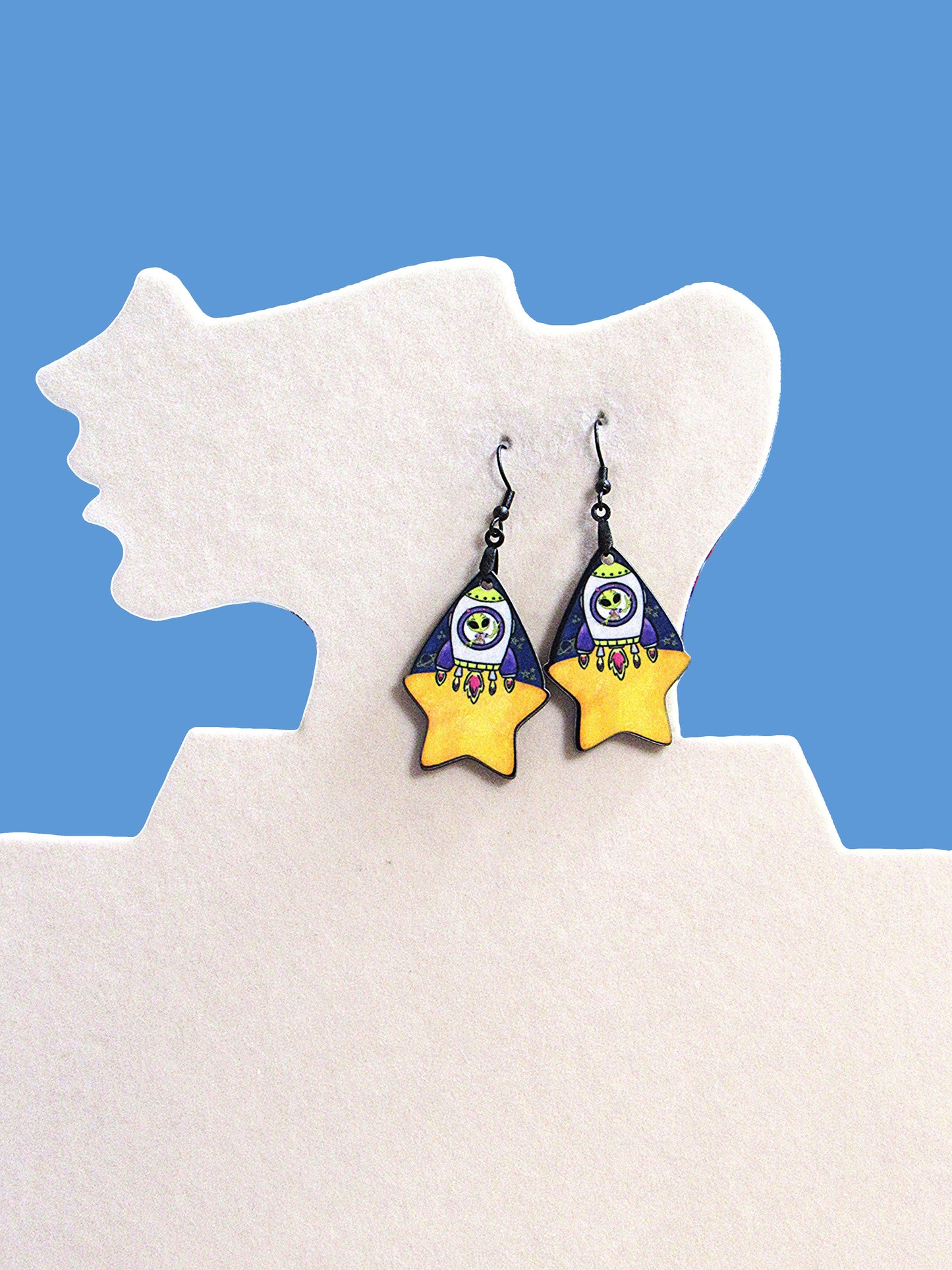 Teardrop Star Shaped Sublimated Earrings