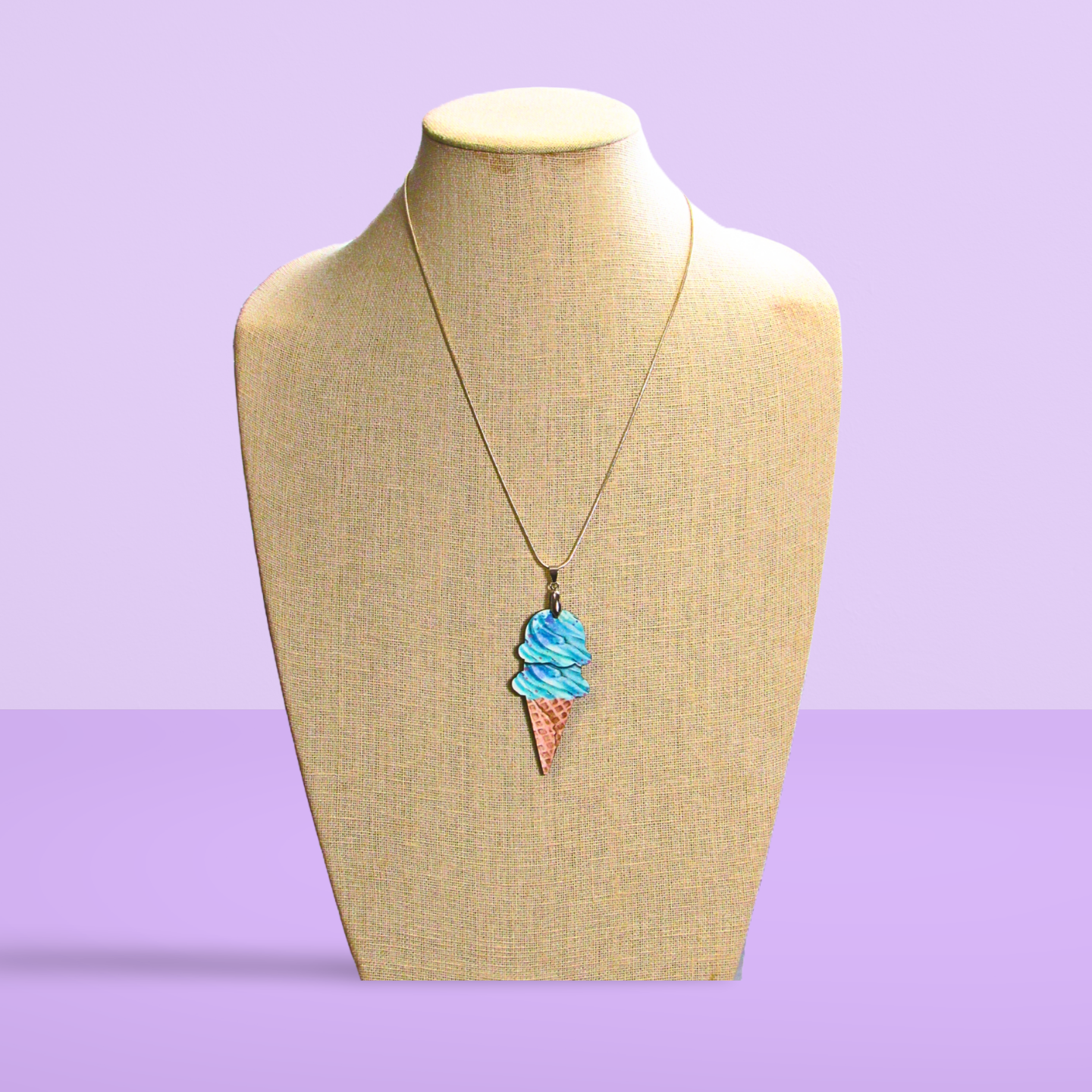 Ice Cream Cone Shaped Sublimated Necklace