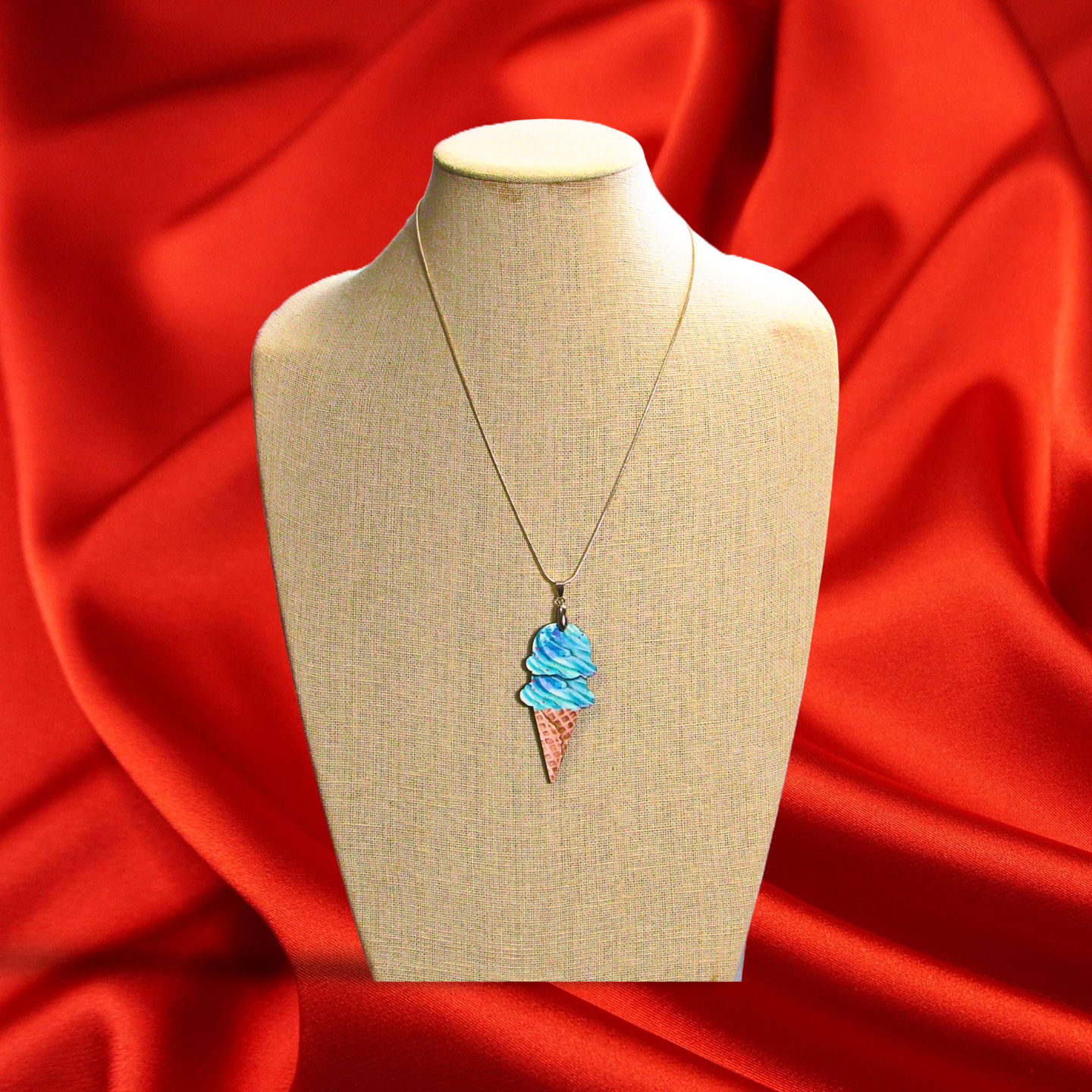 Ice Cream Cone Shaped Sublimated Necklace