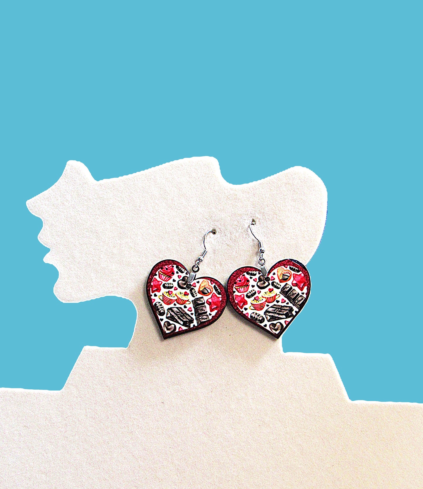 Heart Shaped Sublimated Earrings