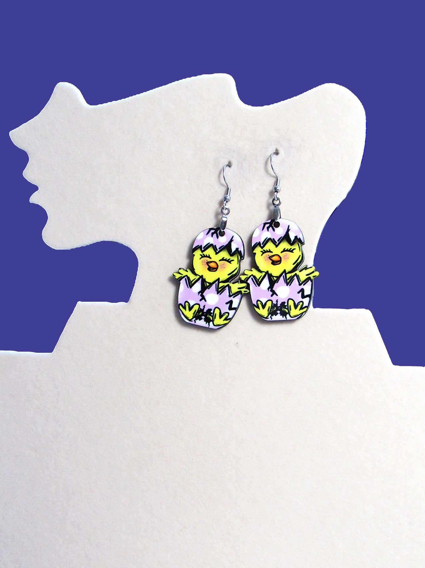 Chick in Egg Shaped Sublimated Earring