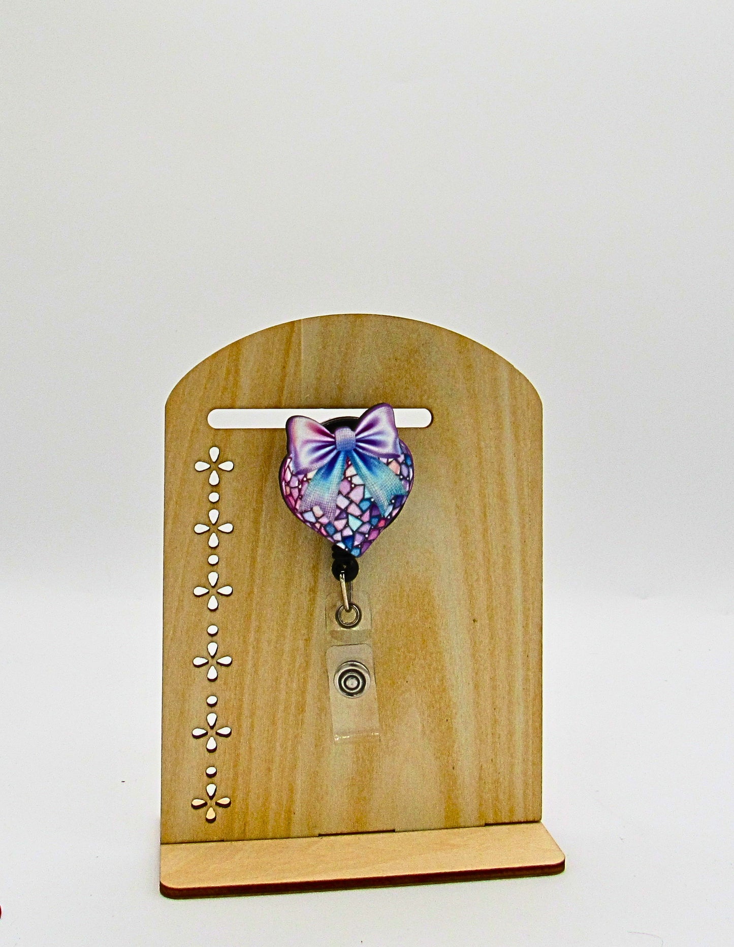 MDF-Heart with Bow Shaped Sublimated Badge Reel