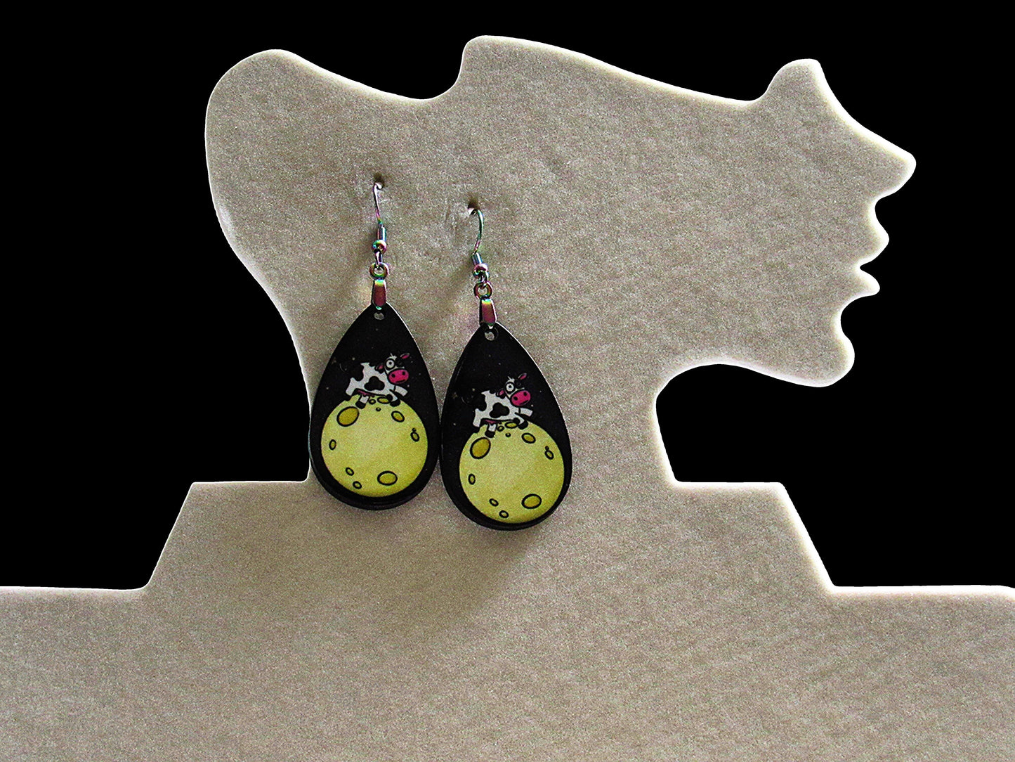 Alien Themed Teardrop Shaped Sublimated Earrings
