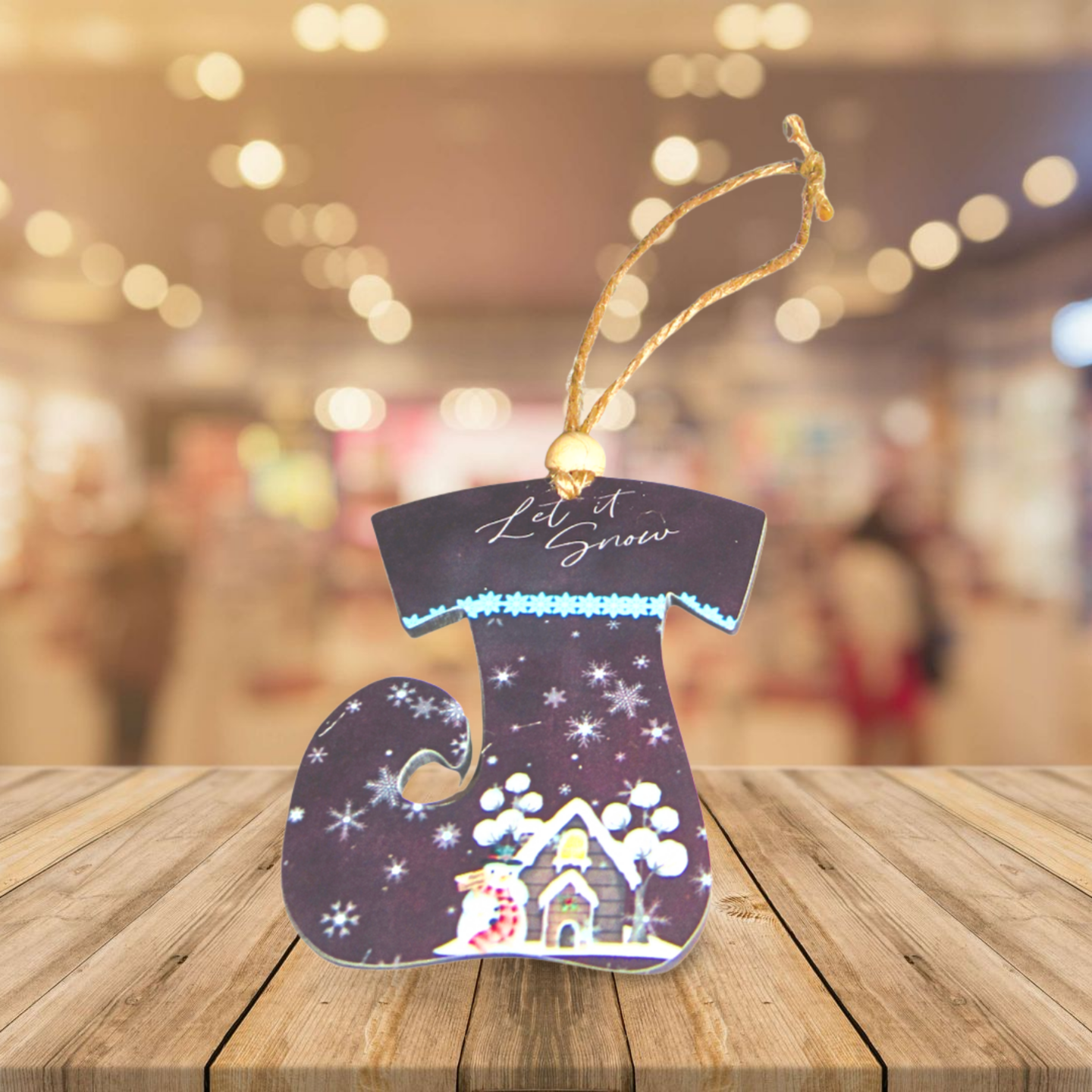 MDF-Elf Stocking Shaped Sublimated Ornament