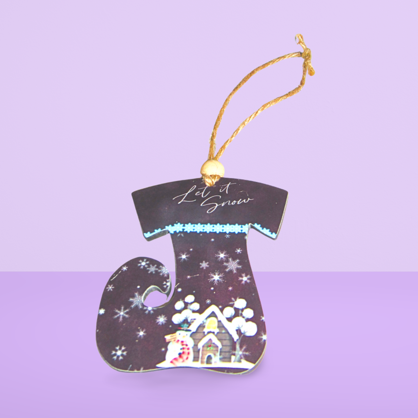 MDF-Elf Stocking Shaped Sublimated Ornament