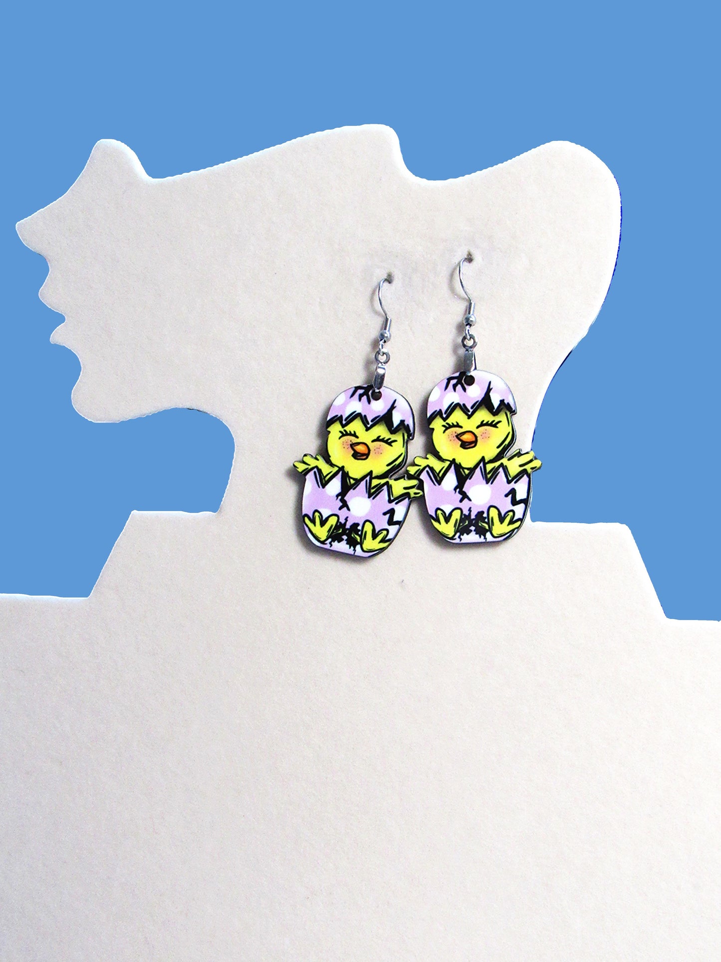 Chick in Egg Shaped Sublimated Earring