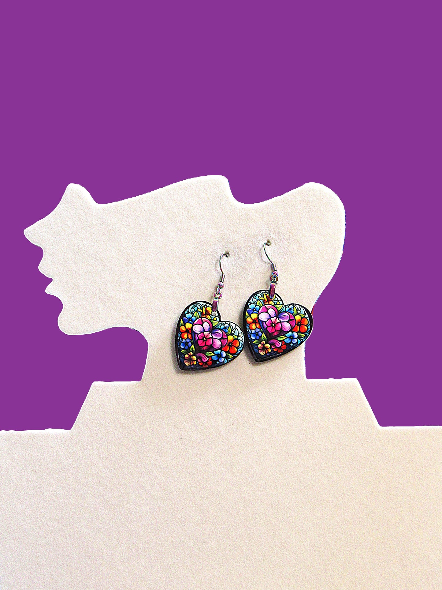 Heart Shaped Sublimated Earrings
