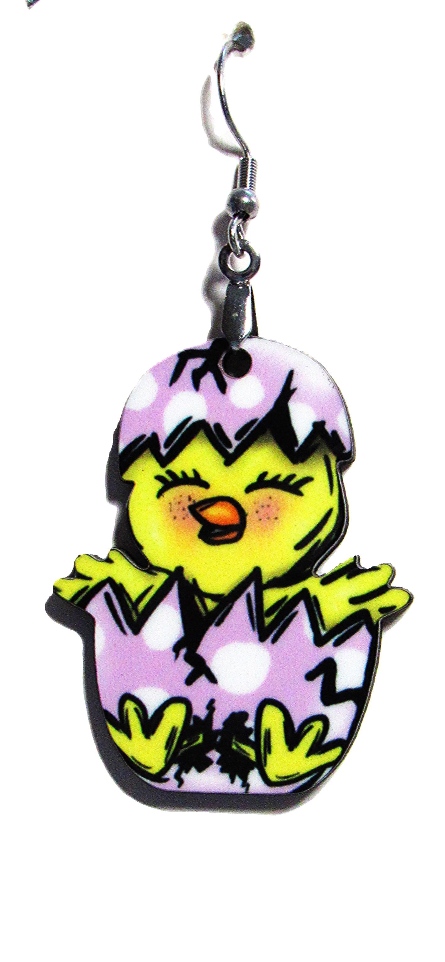 Chick in Egg Shaped Sublimated Earring