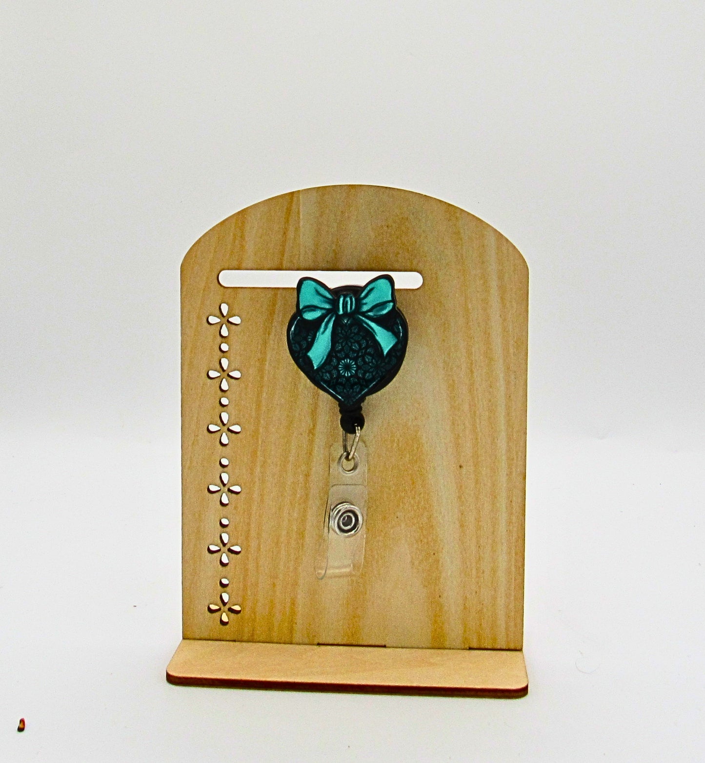 MDF-Heart with Bow Shaped Sublimated Badge Reel