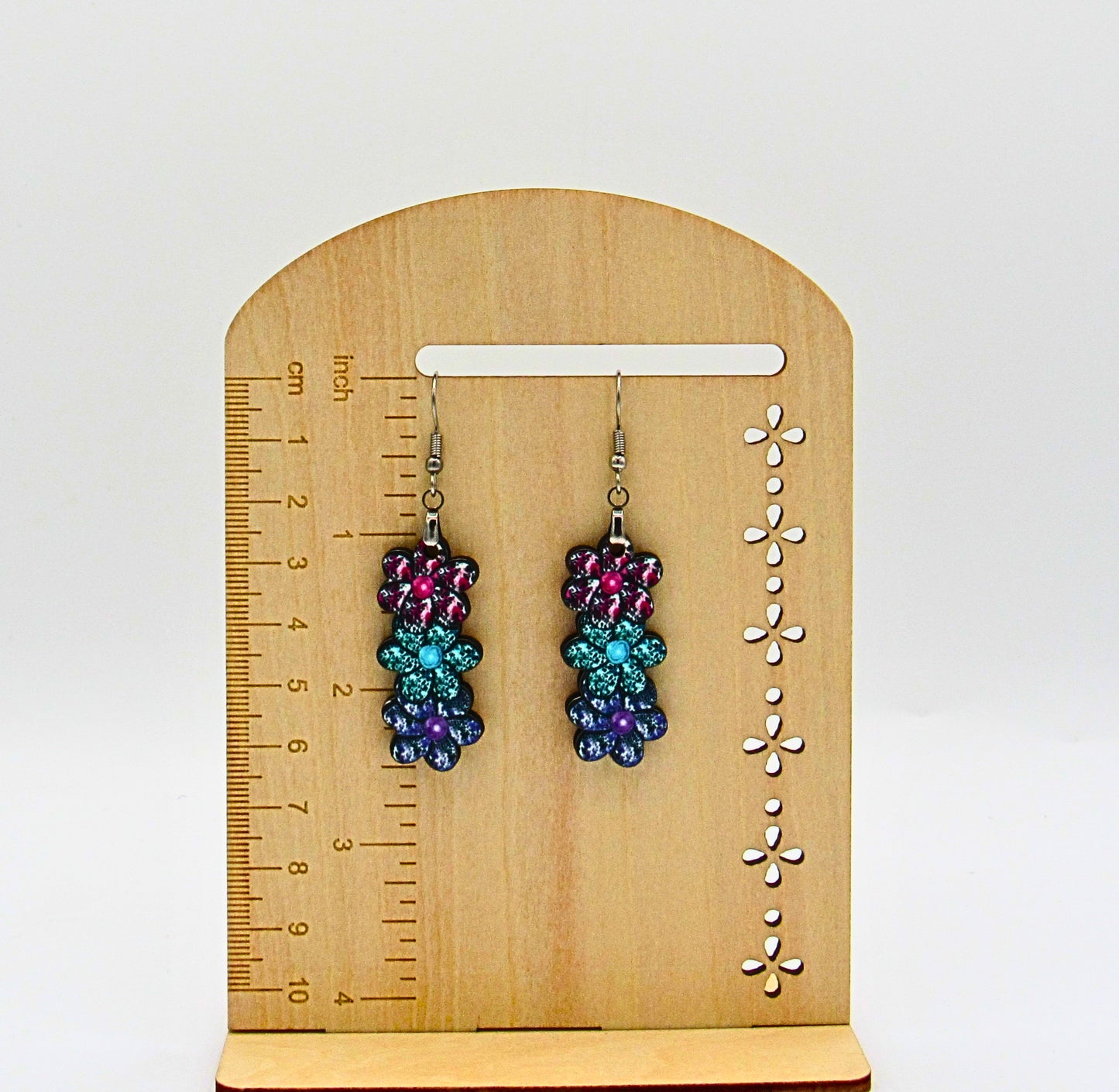 MDF-Triple Flower Shaped Sublimated Earring 1.5 inch