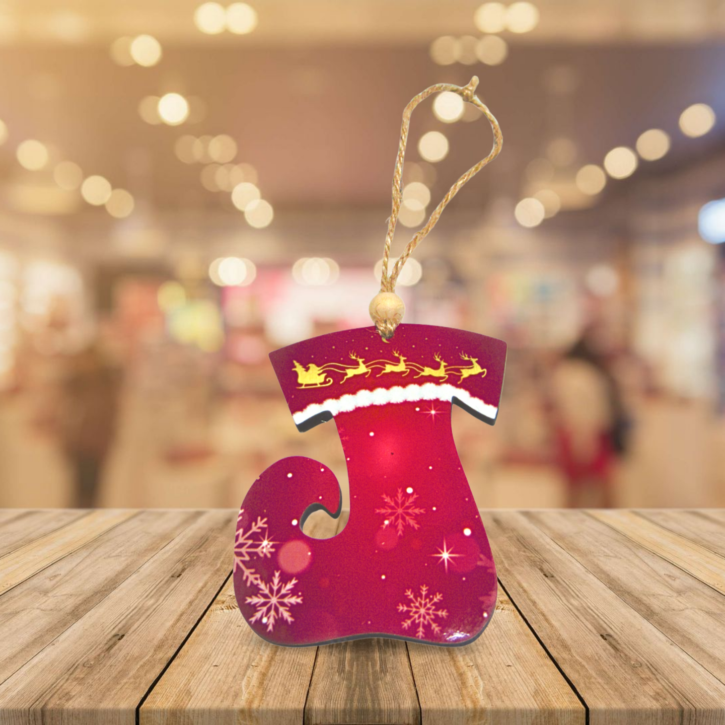 MDF-Elf Stocking Shaped Sublimated Ornament