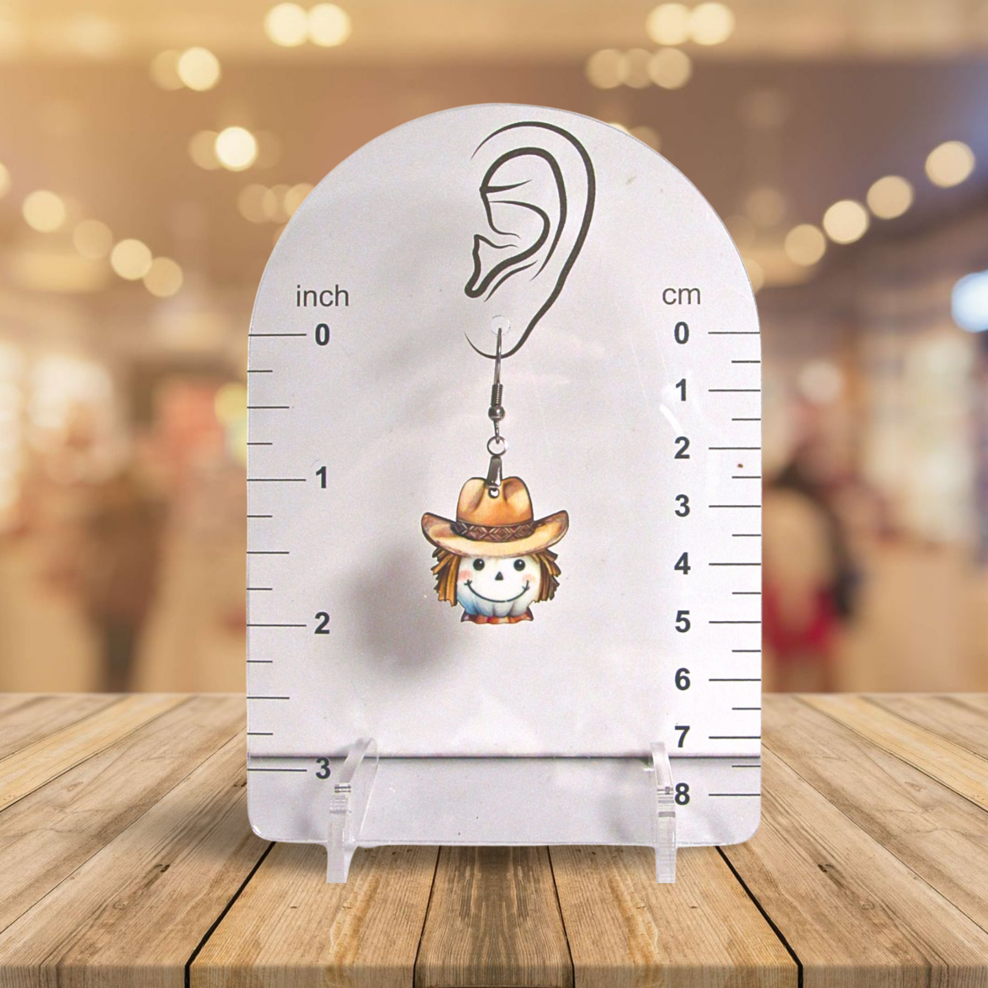 Cowboy Scarecrow Head Shaped Sublimated Earrings