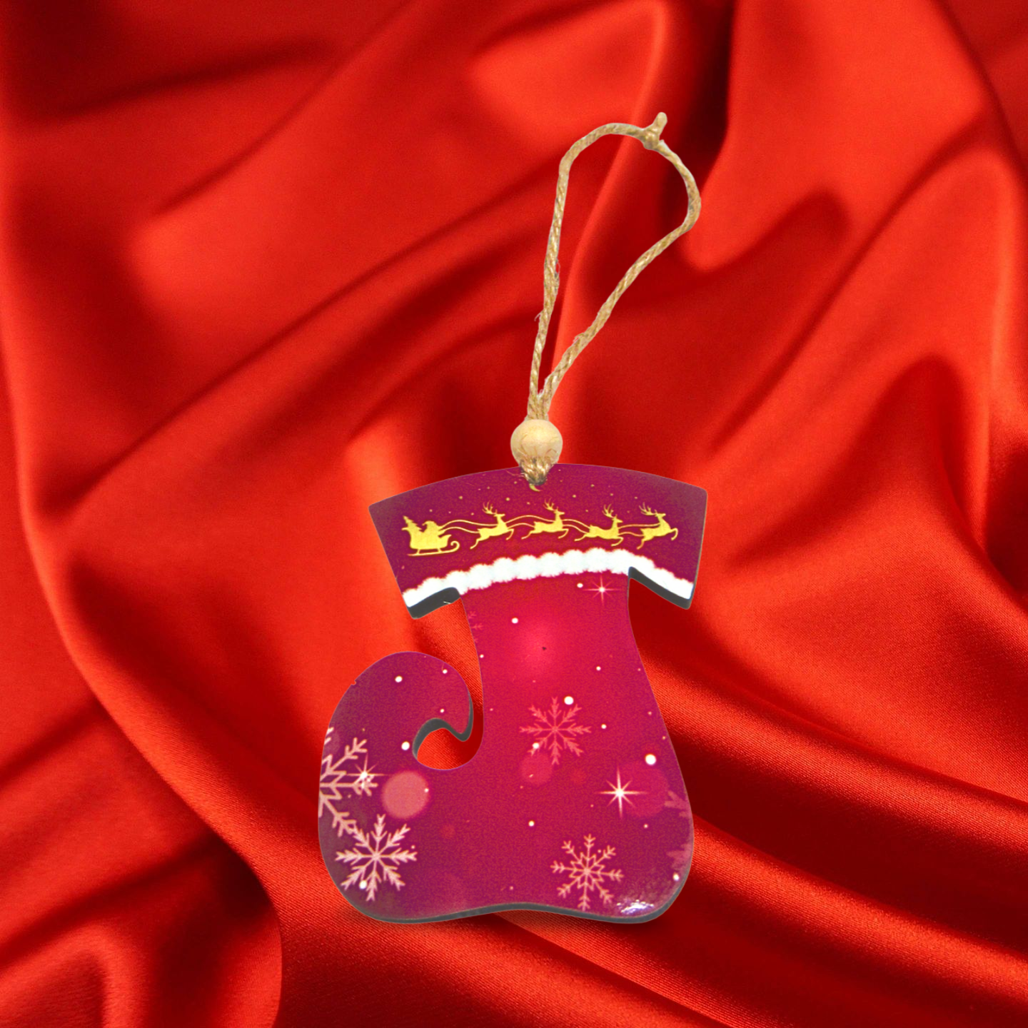 MDF-Elf Stocking Shaped Sublimated Ornament