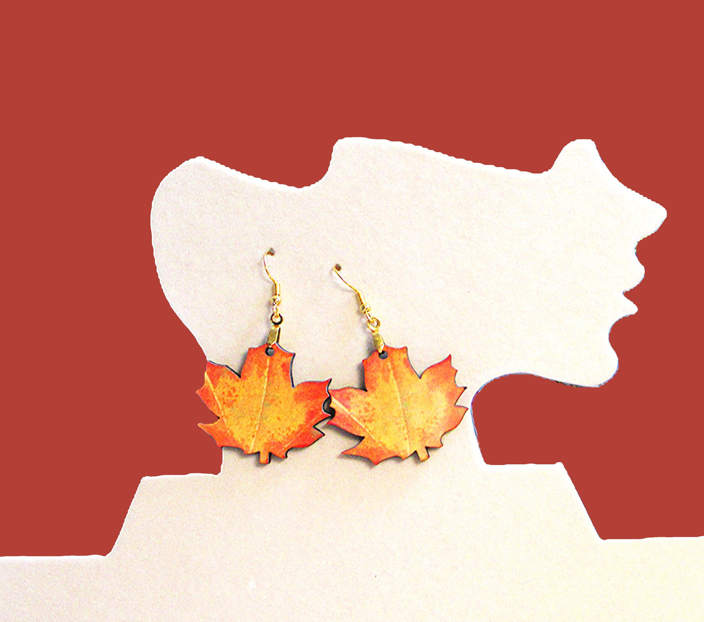Maple Leaf Shaped Sublimated Earring 1.5 inch