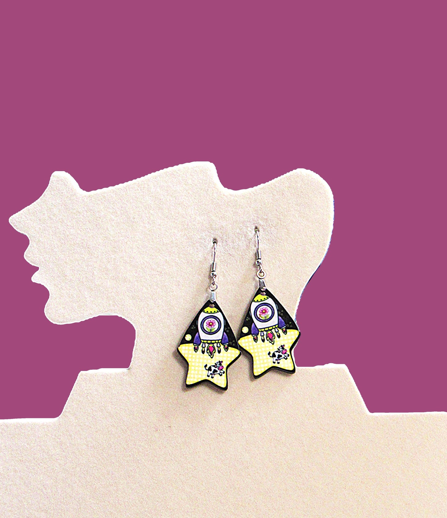 Teardrop Star Shaped Sublimated Earrings