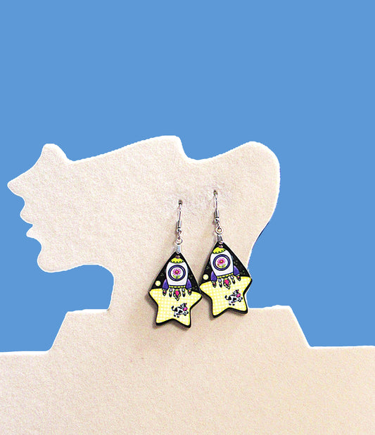 Teardrop Star Shaped Sublimated Earrings