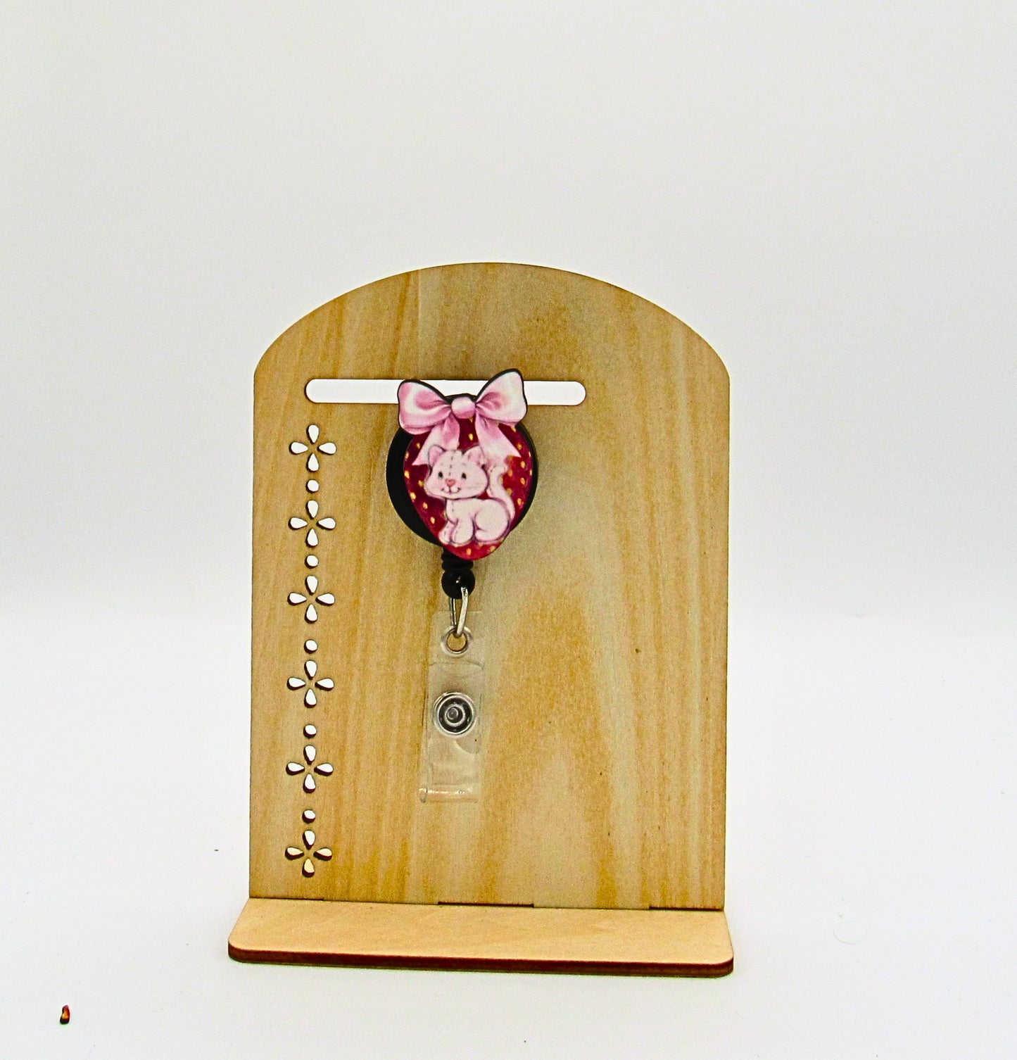 MDF-Strawberry with Bow Shaped Sublimated Badge Reel