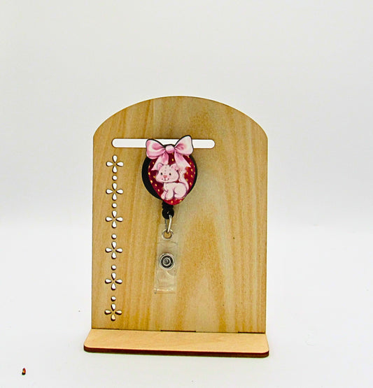 MDF-Strawberry with Bow Shaped Sublimated Badge Reel