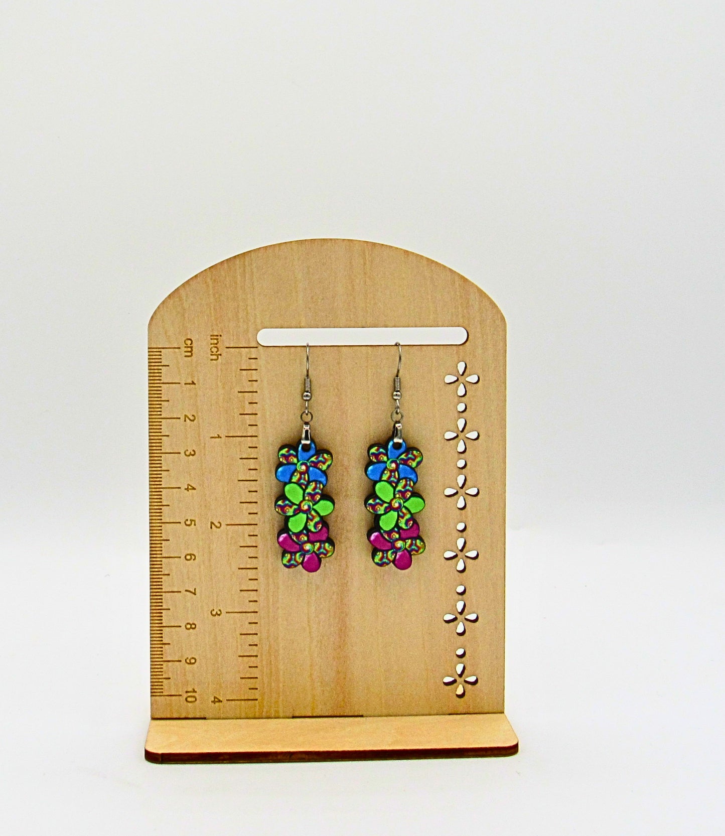 MDF-Triple Flower Shaped Sublimated Earring 1.5 inch