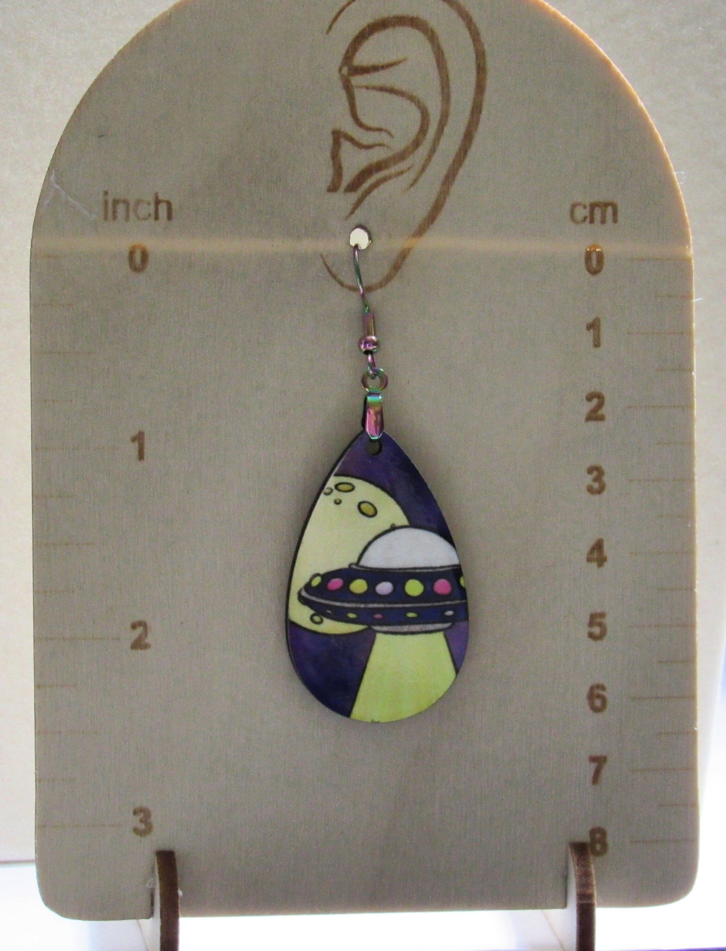 Alien Themed Teardrop Shaped Sublimated Earrings
